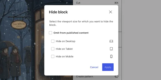 WordPress 7.0 Features: A Complete Guide to the New Release 13 Hide Block Options