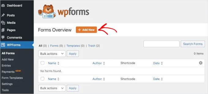 How to Create a Product Quiz in WordPress with WPForms? 16 Add New Forms