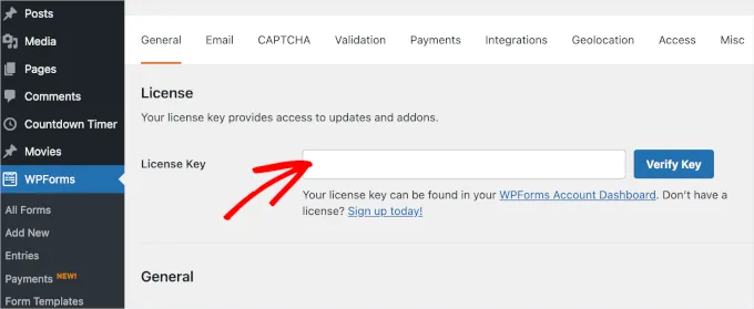 How to Create a Product Quiz in WordPress with WPForms? 14 Set License Key inside the WPForms