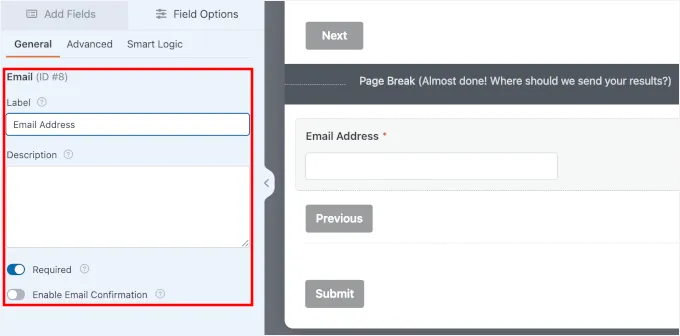 How to Create a Product Quiz in WordPress with WPForms? 21 Add Email