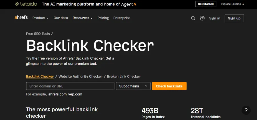 Ahrefs Backlink Checker
