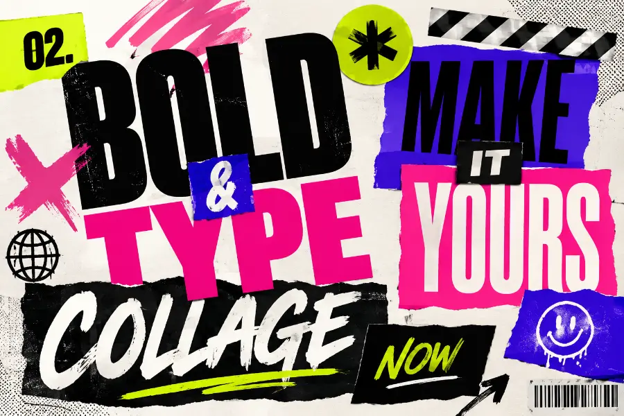 Explore Top 2026 Design Trends Graphic To Stand Out 9 Bold Typography and Type Collage