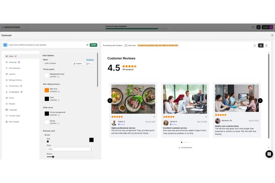 Google Reviews Widget: Free Setup For Websites 9 Apply Brand Styling and Optimization Filters