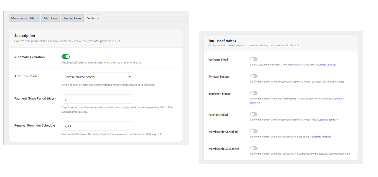 Memberships & Subscriptions Add-on for LearnPress 9 membership 8