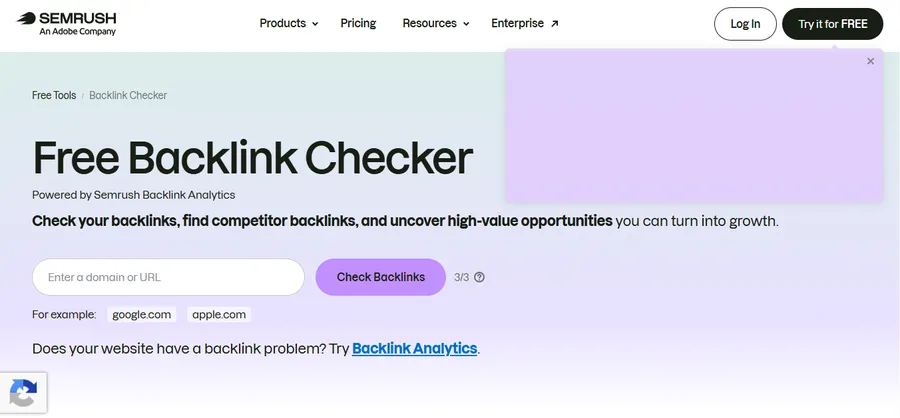 Semrush Backlink Checker