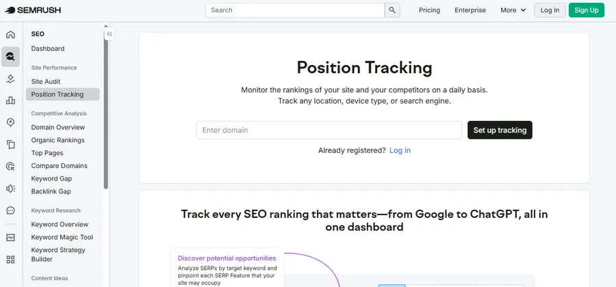 SEMrush Position Tracking