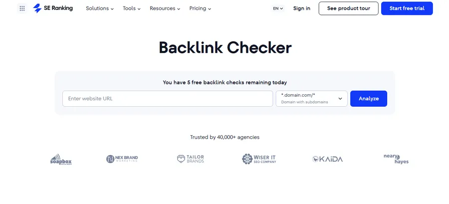 SEranking Backlink Checker