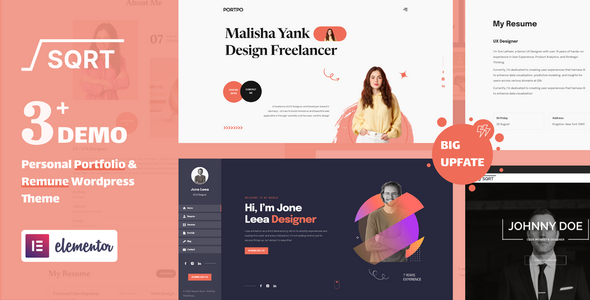 Squareroot - WordPress Resume Theme 1 Squareroot - WordPress Resume Theme