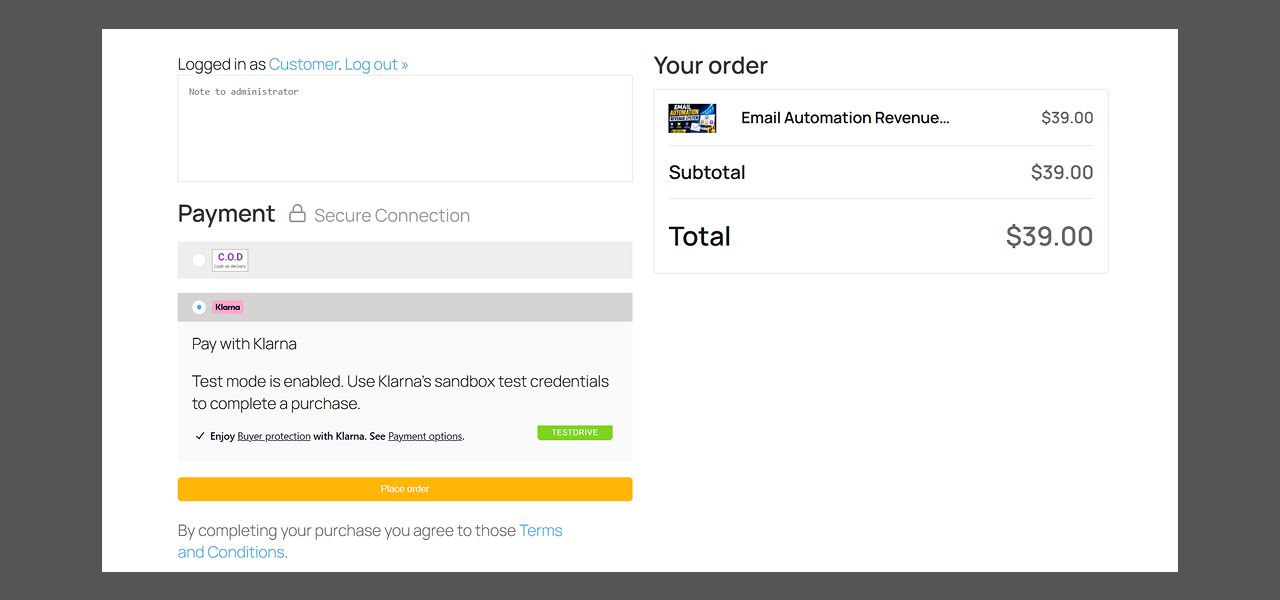 Klarna Add-on for LearnPress 2 klarna screen 1