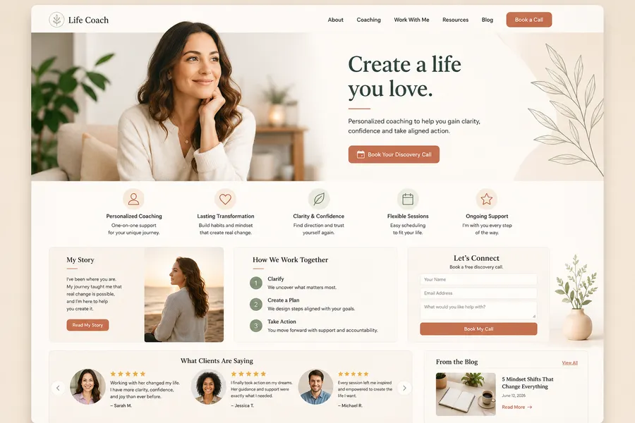 How to Choose the Best Coaching Website Templates? 7 Life coaching website templates: what to look for