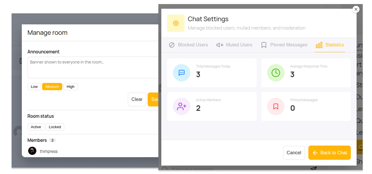 Chat Room Add-on for LearnPress 6 lp chatroom screen 1