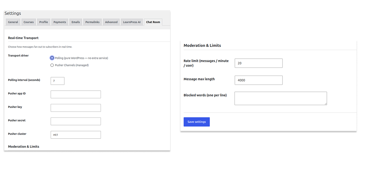 Chat Room Add-on for LearnPress 5 lp chatroom screen 6