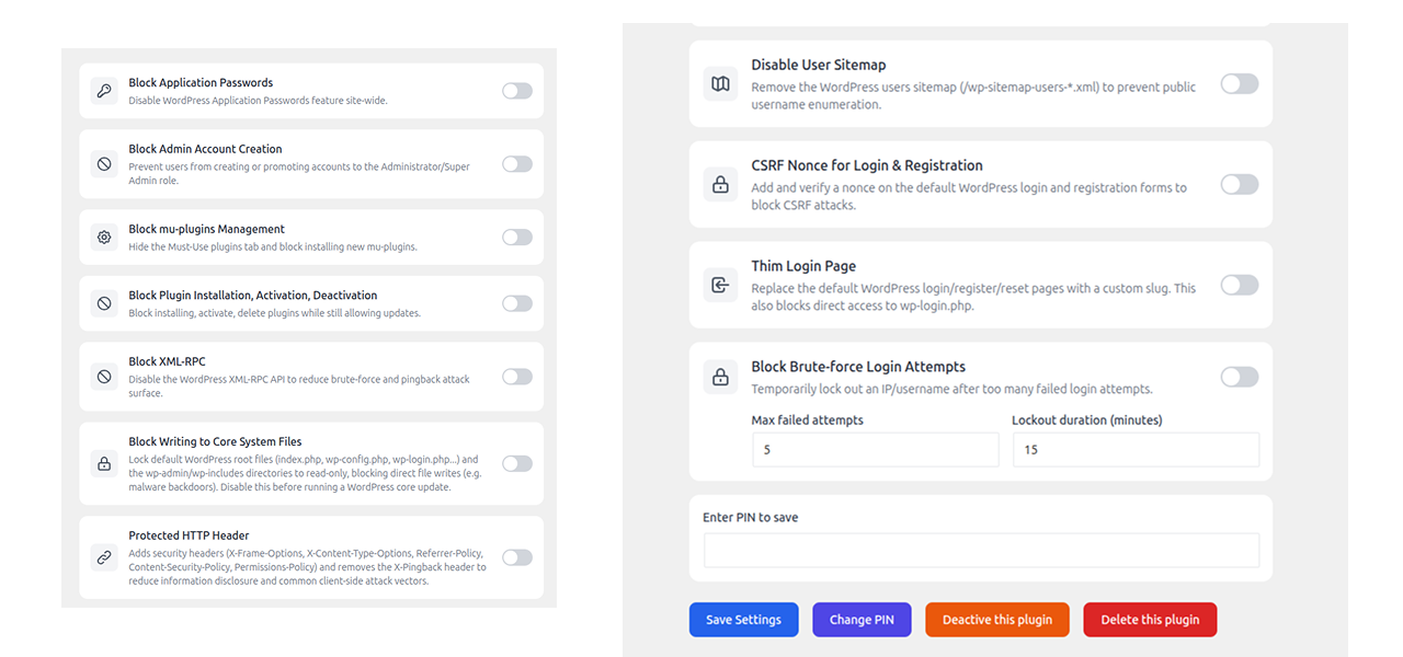 Thim Security - Advanced Protection for WordPress 1 thim security screen 2