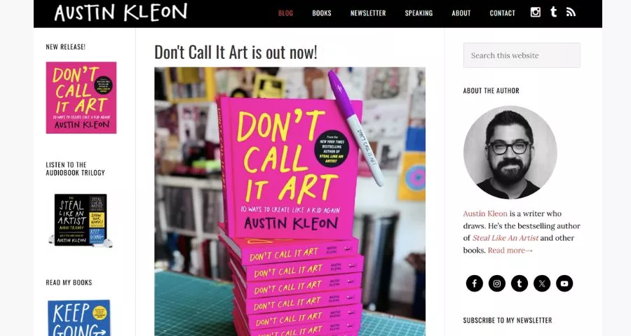 10 Best Personal Homepage Templates & Examples 16 Austin Kleon: A Content-First Creator Homepage