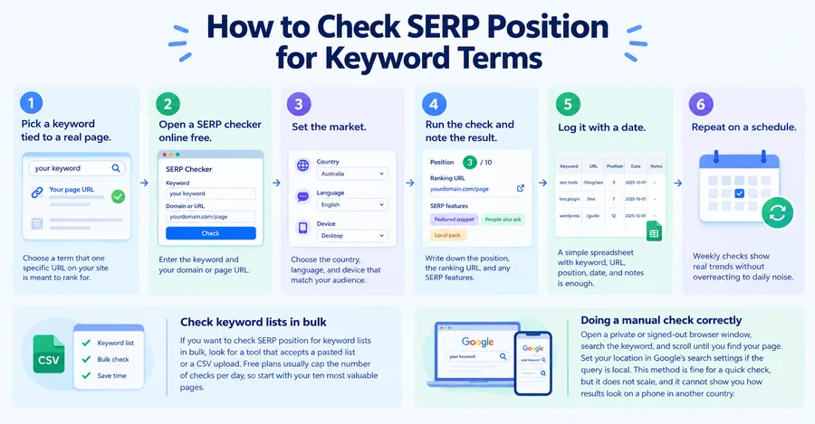 Free SERP Checker: Track Your Google Rankings Easily 6 How to check SERP position for keyword terms